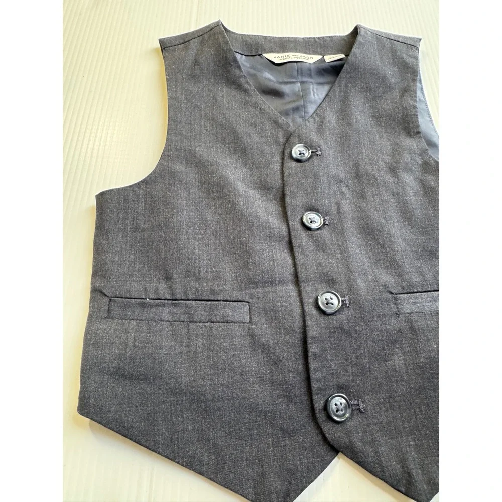Janie and Jack Boys Charcoal Gray 100% Wool Special Occasion Formal Vest Size 4